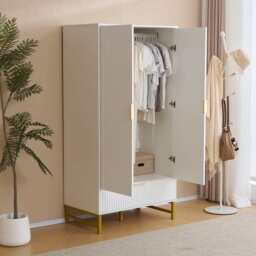 Mercury Ridged 2 Doors Wardrobe, White - thumbnail 9