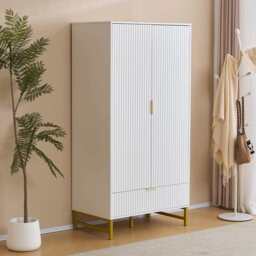 Mercury Ridged 2 Doors Wardrobe, White - thumbnail 5