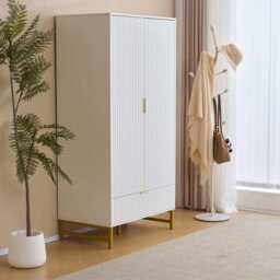 Mercury Ridged 2 Doors Wardrobe, White - thumbnail 6