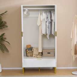 Mercury Ridged 2 Doors Wardrobe, White - thumbnail 8