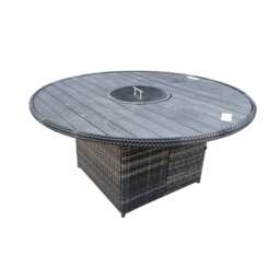 Aura 6 Seater Rattan Garden Furniture With Round/Rectangle Table Fire Pit Set In Grey, Round table+Armchair - thumbnail 9