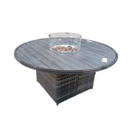 Aura 6 Seater Rattan Garden Furniture With Round/Rectangle Table Fire Pit Set In Grey, Round table+Armchair - thumbnail 8