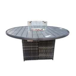 Aura 6 Seater Rattan Garden Furniture With Round/Rectangle Table Fire Pit Set In Grey, Round table+Armchair - thumbnail 7