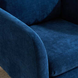 Modern Linen Accent Chair with Wooden Frame, Dark Blue - thumbnail 4