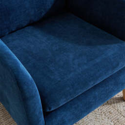 Modern Linen Accent Chair with Wooden Frame, Dark Blue - thumbnail 3