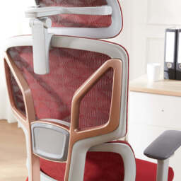 Essential Ergonomic Office Chair Swivel Computer Chair With Headrest, Grey and Red - thumbnail 2