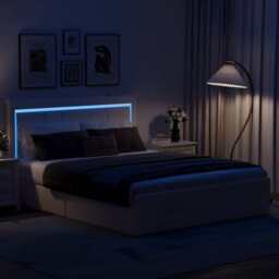 Modern White PU Bed Frame with 4 Drawers Storage and LED Light Head Board and Charging Ports, White / Single Size Frame - thumbnail 6