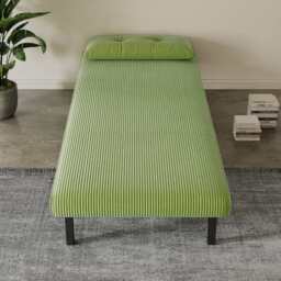 Jola Corduroy Foldable Sofa Bed With Metal Legs And Pillow, Green / Single - thumbnail 2