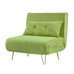 Jola Corduroy Foldable Sofa Bed With Metal Legs And Pillow, Green / Single - thumbnail 7