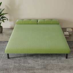 Jola Corduroy Foldable Sofa Bed With Metal Legs And Pillow, Green / Single - thumbnail 6