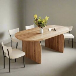 Belluno Oak Or Black 4-6 Seater 200cm Oval Dining Table, Oak - thumbnail 3