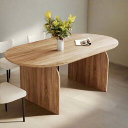 Belluno Oak Or Black 4-6 Seater 200cm Oval Dining Table, Oak - thumbnail 1