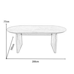 Belluno Oak Or Black 4-6 Seater 200cm Oval Dining Table, Oak - thumbnail 8