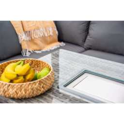 Barcelona Rattan Garden 9 Seater Fire Pit  Furniture Corner Dining Sofa Set In Grey, With Rain Cover - thumbnail 9