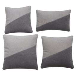 Birchcraft Teddy Fleece 4 Piece Indoor Soft Throw Pillow Set Scatter Cushions, Grey And Light Grey