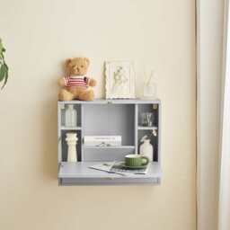 Heritage Foldable Floating Desk Dressing Desk Wall-Mounted Drop-Leaf Table, Grey