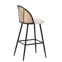 Set Of 2 Boho Boucle Rattan Bar Stool Bar Chairs - thumbnail 5