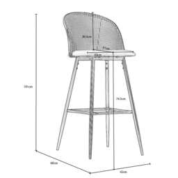 Set Of 2 Boho Boucle Rattan Bar Stool Bar Chairs - thumbnail 8
