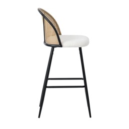 Set Of 2 Boho Boucle Rattan Bar Stool Bar Chairs - thumbnail 4