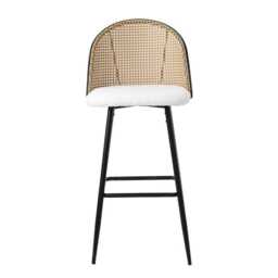 Set Of 2 Boho Boucle Rattan Bar Stool Bar Chairs - thumbnail 3