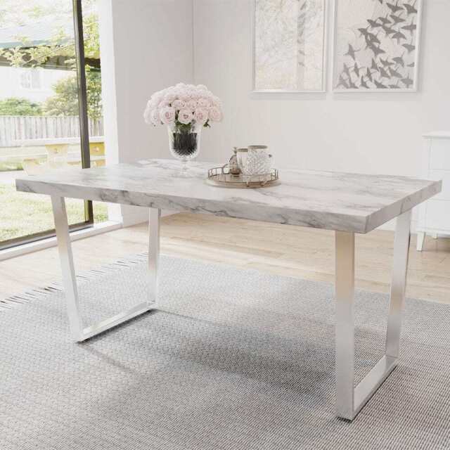 Etta 150cm Marble Effect Trestle 6-8 people Dining Table - image 1