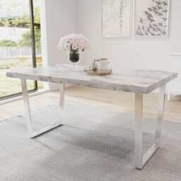 Etta 150cm Marble Effect Trestle 6-8 people Dining Table - thumbnail 1