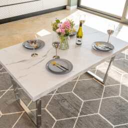Etta 150cm Marble Effect Trestle 6-8 people Dining Table - thumbnail 5