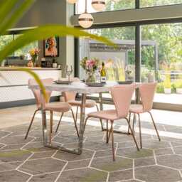 Etta 150cm Marble Effect Trestle 6-8 people Dining Table - thumbnail 4