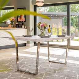 Etta 150cm Marble Effect Trestle 6-8 people Dining Table - thumbnail 2
