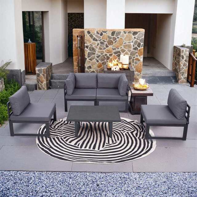 Hamburg Outdoor Modular Steel 4-Seater Garden Patio Sofa Set With Coffee Table - image 1