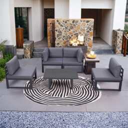 Hamburg Outdoor Modular Steel 4-Seater Garden Patio Sofa Set With Coffee Table - thumbnail 1