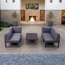 Hamburg Outdoor Modular Steel 4-Seater Garden Patio Sofa Set With Coffee Table - thumbnail 7