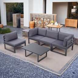 Hamburg Outdoor Modular Steel 4-Seater Garden Patio Sofa Set With Coffee Table - thumbnail 4