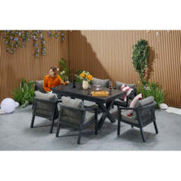 Berlin Aluminium Patio Furniture Set Dining Set with Extendable Table and Armchairs, 6-Seater Set - thumbnail 6