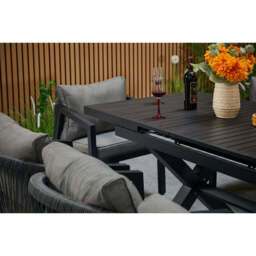 Berlin Aluminium Patio Furniture Set Dining Set with Extendable Table and Armchairs, 6-Seater Set - thumbnail 7