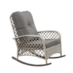 Outdoor Rattan Rocking Chair with Cushion, Grey - thumbnail 1