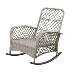 Outdoor Rattan Rocking Chair with Cushion, Grey - thumbnail 5
