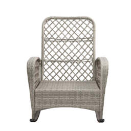 Outdoor Rattan Rocking Chair with Cushion, Grey - thumbnail 6
