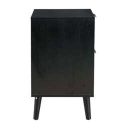 Boho 2 Drawers Rattan Decorated Bedside Storage Cabinet, One Bedside Table In Black - thumbnail 5