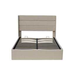 Ease Ottoman Storage Linen Pneumatic Lift Up Bed Frame Double or King Bed, Double / Beige - thumbnail 6