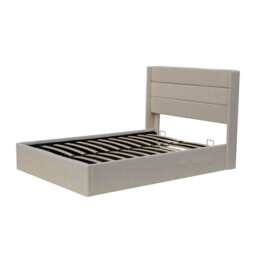 Ease Ottoman Storage Linen Pneumatic Lift Up Bed Frame Double or King Bed, Double / Beige - thumbnail 7