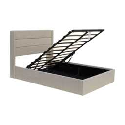Ease Ottoman Storage Linen Pneumatic Lift Up Bed Frame Double or King Bed, Double / Beige - thumbnail 5