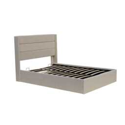 Ease Ottoman Storage Linen Pneumatic Lift Up Bed Frame Double or King Bed, Double / Beige - thumbnail 8