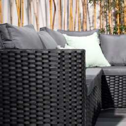 Vancouver 6 Seater Modular Rattan Sofa Set In Black, Without Rain Cover - thumbnail 6