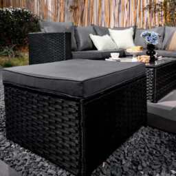 Vancouver 6 Seater Modular Rattan Sofa Set In Black, Without Rain Cover - thumbnail 4