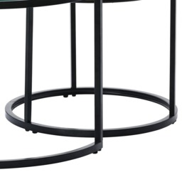 Boho Set of 2 Nesting Round End Side Coffee Tables With Glass And Rattan Top - thumbnail 9