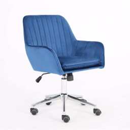 Melton Office Chair Upholstered Velvet Channel Tufted, Blue - thumbnail 6