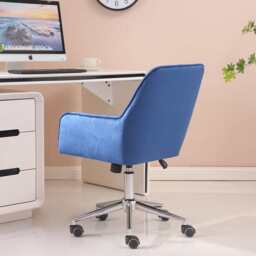 Melton Office Chair Upholstered Velvet Channel Tufted, Blue - thumbnail 5