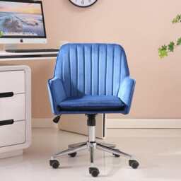 Melton Office Chair Upholstered Velvet Channel Tufted, Blue - thumbnail 4