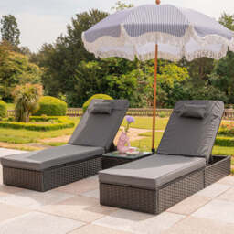 Vancouver Rattan Sun Lounger Set, Black / With Rain Cover - thumbnail 2